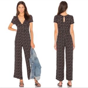 Free People Black and Pink Wide Leg Jumpsuit